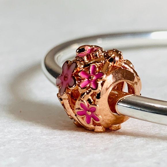 NEW Authentic Pandora ROSE GOLD Openwork Pink Daisy Flower Charm - Picture 5 of 7